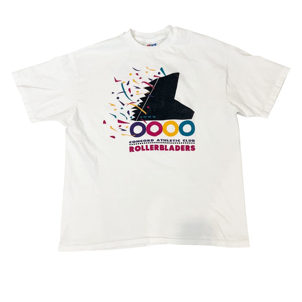 Vintage 1993 Bladin and Paradin Rollerbladers Shirt White Single Stitch Size XL